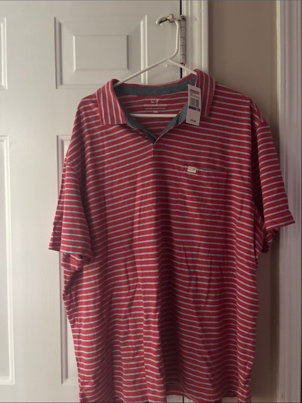 Vineyard Vines Red & White Striped Polo